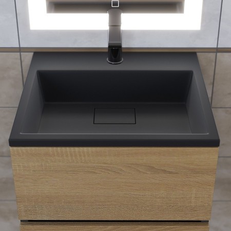 Tumbling under the Uperwood Barsa sink, 50 cm, suspended, black/oak sonoma-2