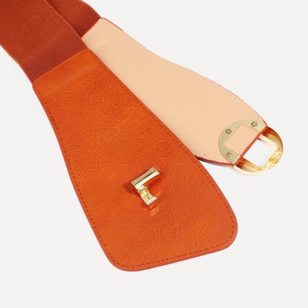 Women's belt, width 6-10 cm, elastic band, metal buckle, redhead red-2