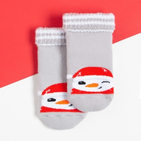New Year's children's socks I am a “snowman”, gray color, 8-10 cm