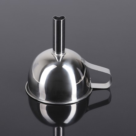 Stainless steel funnel, d = 9 cm, with a handle
