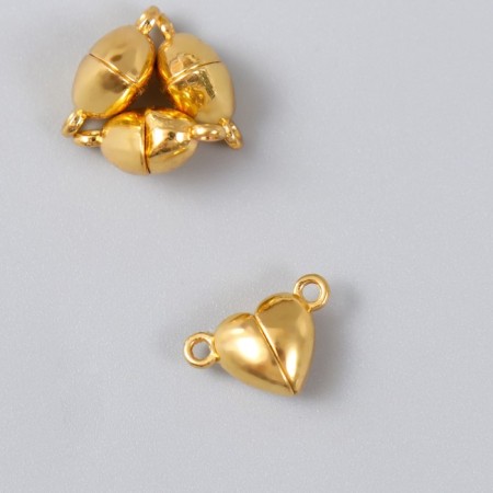 Magnetic metal lock "heart" gold 2 pcs 1.2x1.2 cm