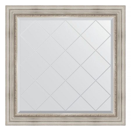 Mirror with engraving in the baguette frame, Roman silver 88 mm, 86x86 cm