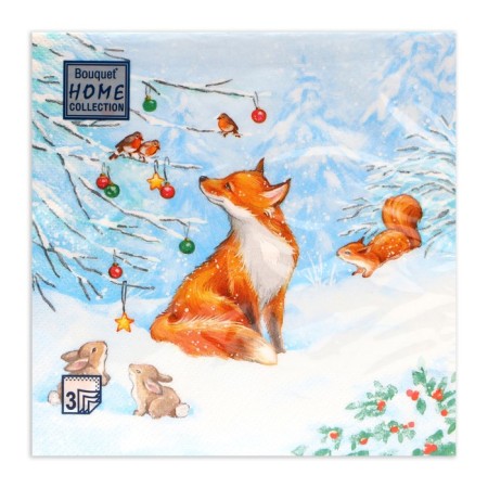 New Year's napkins Paper Home Collection CLASSIC "Fox", 3 layers, 33x33 cm, 20 pcs-1