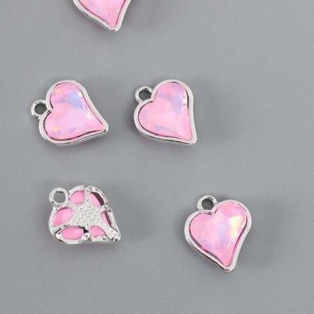 Decor for creativity metal, rhinestones "heart" pink 1.6x1.4 cm-1