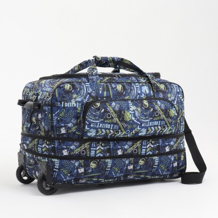 Road bag on wheels, lightning department with an increase, external pocket, long belt, yellow color-1