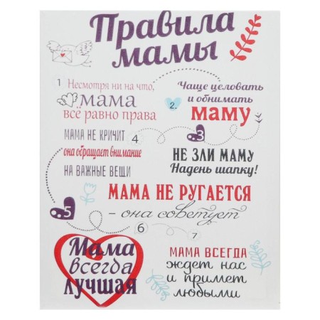 Picture on the canvas "Mom Rules" 38x48 cm