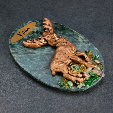 Magnet "Deer. Ural", 10x7 cm, coil, gypsum-1