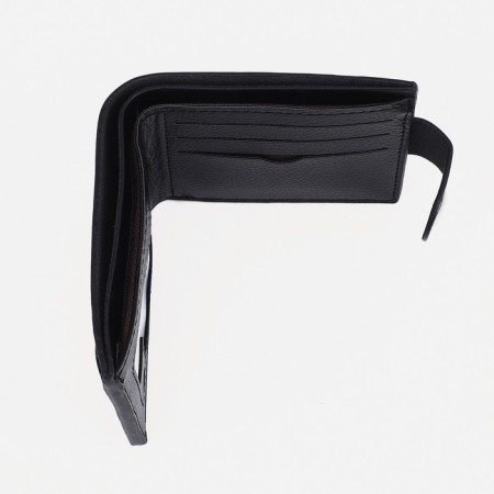 Male purse for magnet, department for bills, for maps, for coins, black color-2