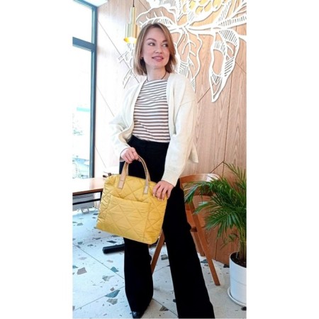 Marta bag golden yellow - Gold quilted fabric-4