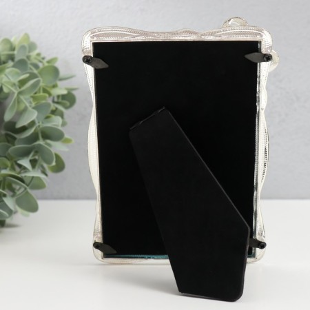 Photo frame metal, glass 10x15 cm "Pink bow with ribbon" 12x17.2 cm-3