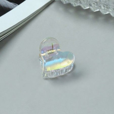 Hair crab "Avanti" (set 6 pcs) heart, 2 cm, transparent