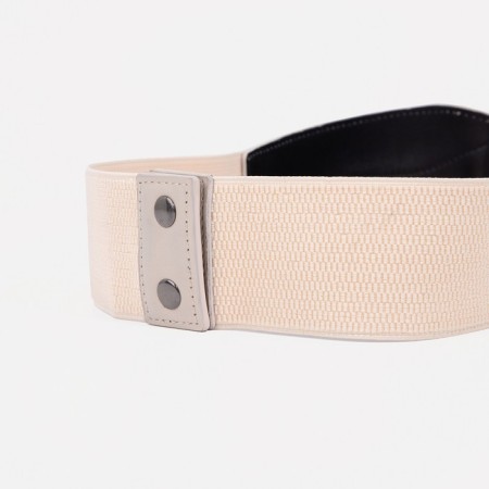 Women's belt on buttons, width 8 cm, beige color-1