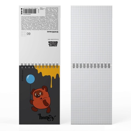 Notebook on spirals A6, 60 sheets, cage, Erichkrause "Winnie-Puh", cardboard cover, offset unit, whiteness 100%, mix-5