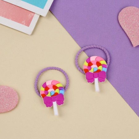 Hair elastic band "Baby" (set 2 pcs) candy, 3 cm, lilac-1