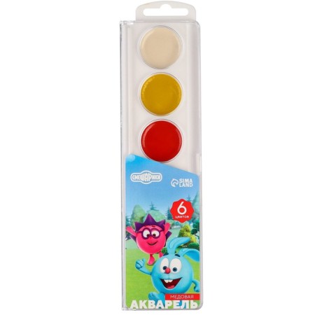 Watercolor paints "Krosh and Hedgehog", 6 colors, without brush, Smeshariki-1