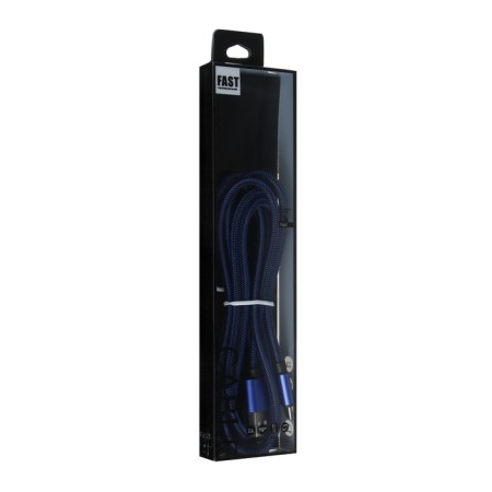 Type- C cable - usb, 2.1 a, nylon braid, 2 meters, blue-3