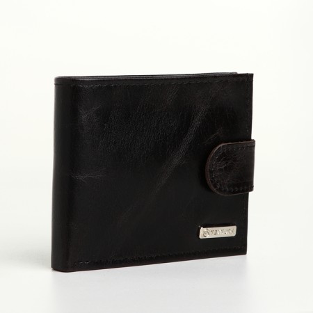 Male purse on the button, Textura, for cards, for coins, black color