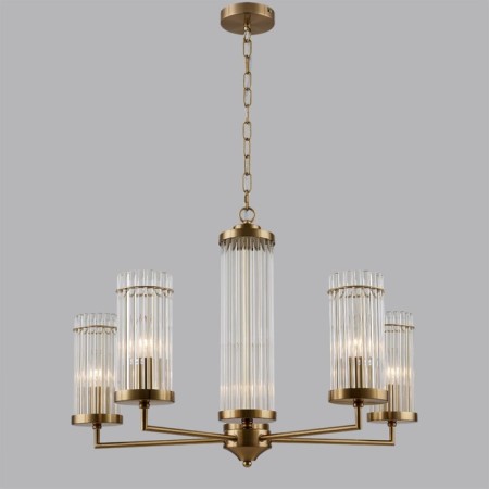 Lumion chandelier. Ellow, 5x40W, E14, 660-880x620x620 mm, brass color