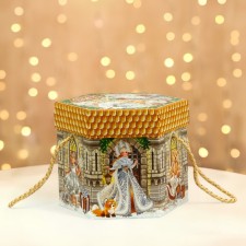 New Year. Gift box New Year's hexagon Small 
