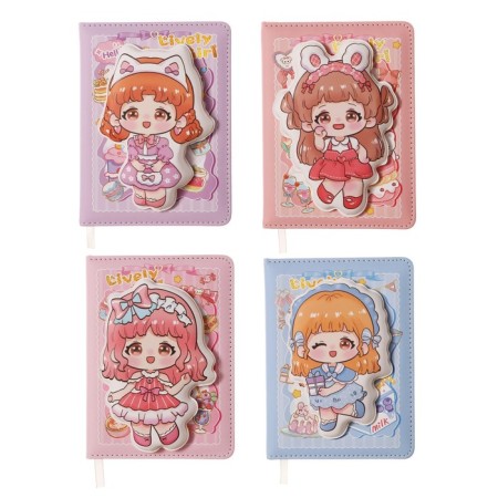Gift notebook, A6+, 100 sheets, color block, PVC cover, "Anime", mix