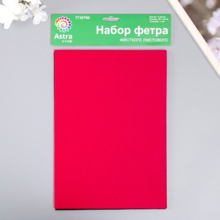 A set of hard felt "Astra" (4 pcs) Assorted, 1 mm, 180 g, 20x30 cm-2