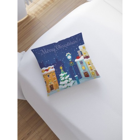 Decorative pillowcase "New Year's city in the snow", on a zipper, size 45x45 cm