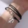 Unisex Bracelet "Gravity" helm and anchor, black color with silver, 77 cm