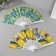Fan plastic, textile "Lemon ornament" mix 23 cm