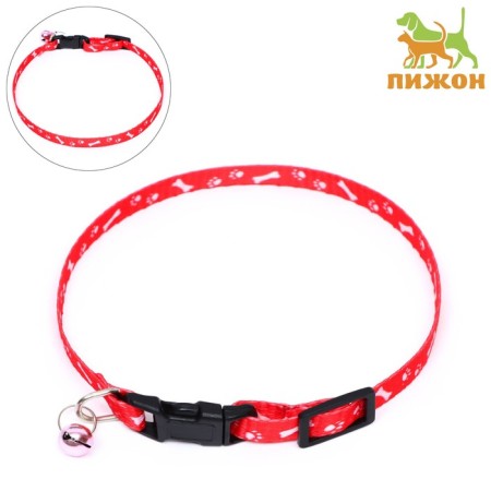 Collar "paws-capacity" with a bell, kapron, 30 x 1 cm, red