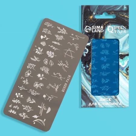 Stamping disk Metal "flowers and leaflets", 12 × 6 cm-1