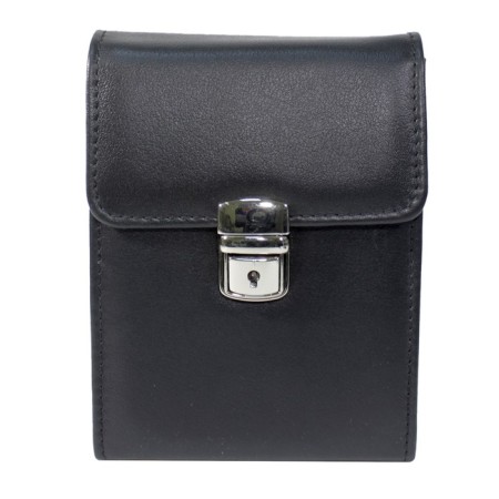 Male bag, 2 departments, with a portfolio lock, black color