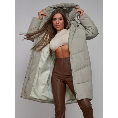 Coat insulated winter female, size 44, green color-17