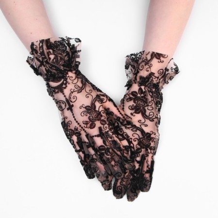 Carnival gloves openwork, black, short color-1