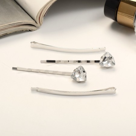 Invisibility for hair "Amelia" (set 4 pcs) 6 cm, silver