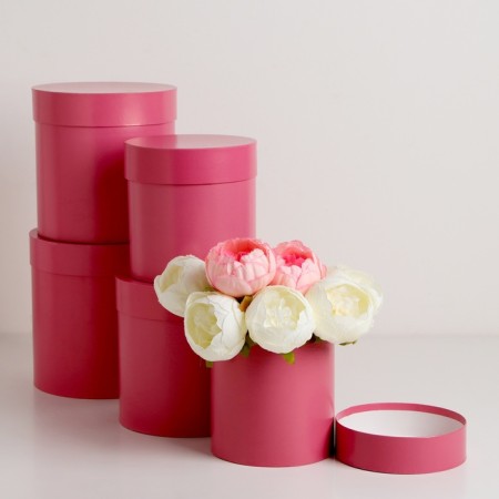 Set of round boxes 5V1 "Fuchsia Purvalum", 20 × 20 ‒15 × 15 cm