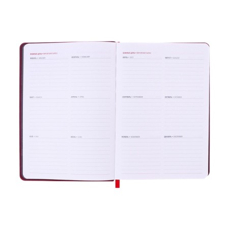 Dated diary 2025, A5, 176 sheets, Hong Kong, solid cover, pancake embossing, with liesse, block 80 g/m2, red-8