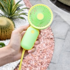 Portable fan YM88151, 250 mAh, 1 mode, charging cable, green