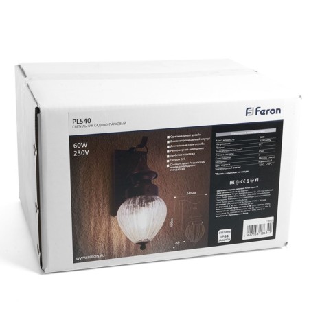 Garden-park lamp Feron PL540, IP44, E27, 60 W, 150x240x400 mm, brown color-6