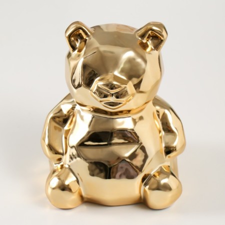 Piggy bank Ceramics "Bear 3D Branch" gold 11x9.5x14.3 cm-4