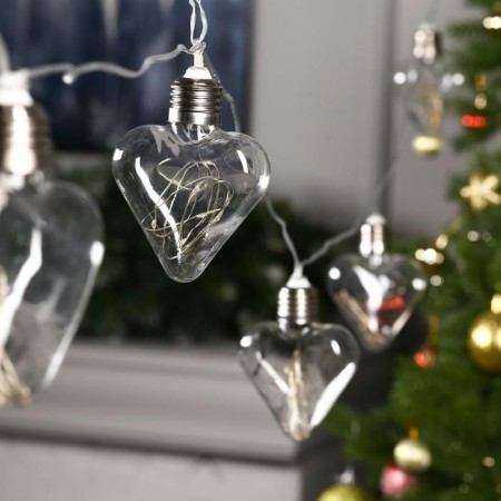 Garland “thread” 3 m with nozzles “heart bulbs”, ip20, transparent thread, 80 LED, glow warm white, 8 modes, 220 V-1