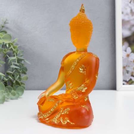 Souvenir Polystone "Buddha Varada Mudra - Greeting" Orange 17x10x7 cm-3