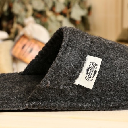 Slips for a bath with a waterproof, non -slip sole, gray, felt-5
