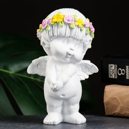 Figure "Angel Housing" White 8x9x14cm