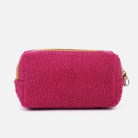 Cosmetic bag with a lining, raspberry color-1