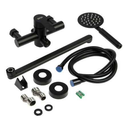 Bath mixer Zein ZF3, pour 35 cm, with a shower set, stainless steel, black-9