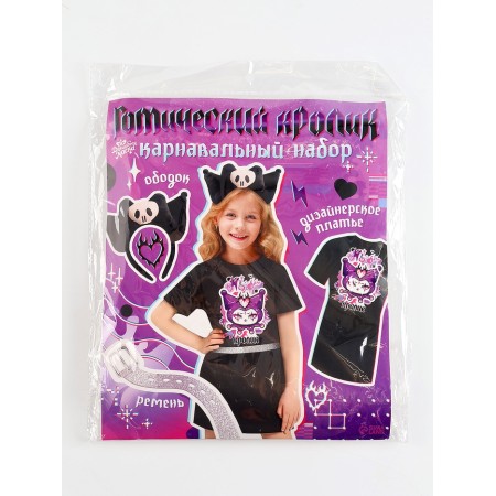 Gothic rabbit carnival costume: dress, rim, belt, height 122-162 cm-9