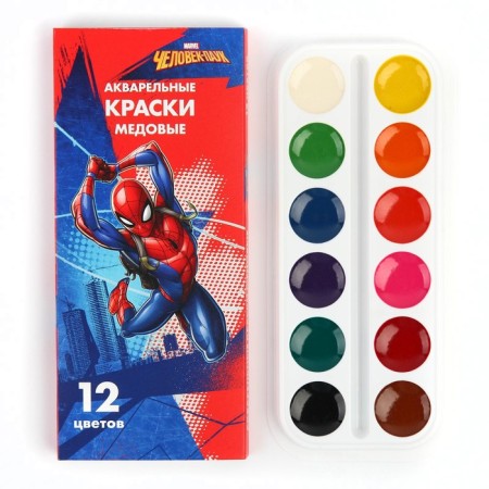 The honey watercolor "Spider-Man", 12 colors, in a cardboard box, without a brush-1