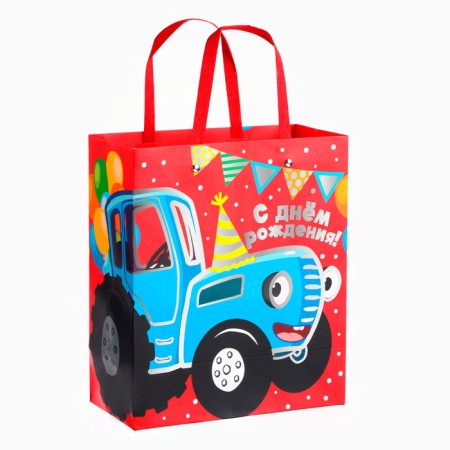 Gift Packet Laminated with TISTENT "Happy Birthday!", Blue Tractor, 23x27x11.5-2