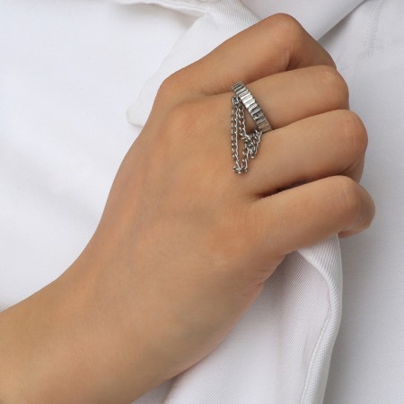 Ring "Trend" chains, color silver, dimensionless-3
