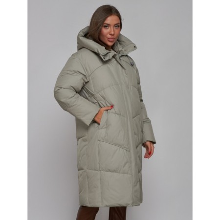 Coat insulated winter female, size 42, green color-12